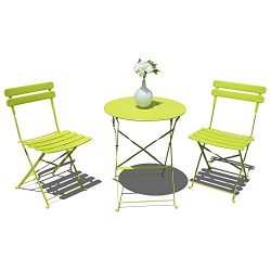 Orange Casual Outdoor 3 Pieces Patio Bistro Set Folding Steel Furniture Balcony Table and Chairs ...