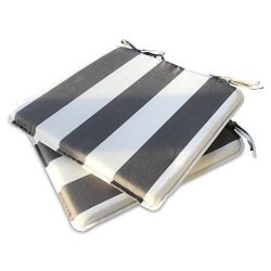 The Cape Cod Coastal Chair Pads, Set of 2, Gray and White Stripes, Water Repellent, Stain Resist ...