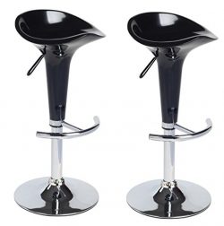 Duhome 2 PCS Contemporary Bombo Style Gloss Finish Adjustable Swivel Bar Stools Chairs for Bar C ...