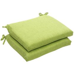 Pillow Perfect Indoor/Outdoor Green Textured Solid Square Seat Cushion, 2-Pack