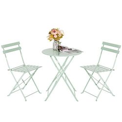 Marble Field Patio 3-Piece Folding Bistro Furniture Set, Outdoor&Balcony Table and Chairs Se ...