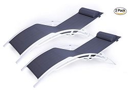 Kozyard KozyLounge Elegant Patio Reclining Adjustable Chaise Lounge Aluminum and Textilene Sunba ...