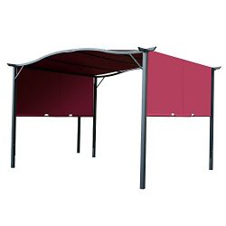 Outsunny 10′ x 12′ Steel Fabric Retractable Pergola Canopy Shade Kit – Wine Red