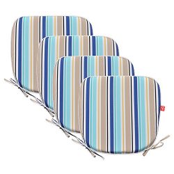 PacifiCasual Indoor/Outdoor Chair Pads Seat Garden Home Patio Chair Cushions (Blue 3(4 set))