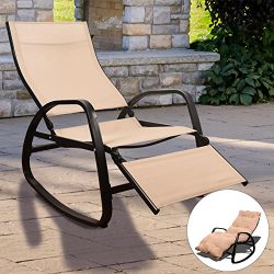 Sundale Outdoor Indoor Rocking Chair with Cushion Adjustable Zero Gravity Lounge Chair Waterproo ...