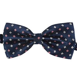 Gazebo Green Pre-Tied Classic Dressy Wedding Dot Bow Tie (Navy/Rose Squares)