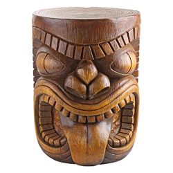 Design Toscano The Grande Tiki God Lono Tongue Side Table Statue, 20 Inch, Polyresin, Woodtone