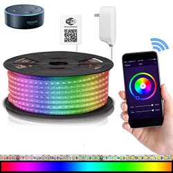 LED Strip Lights Compatible with Alexa, Maxonar Wifi LED Light Strip Kit with RGB Multicolor Wat ...