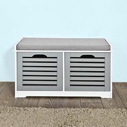 SoBuy Storage Bench with 2 Drawers & Removable Seat Cushion, Shoe Cabinet Shoe Bench, FSR23-K-WN