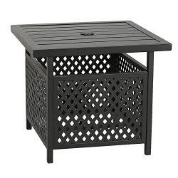 Patio Tree Outdoor Steel Umbrella Stand Side Table Patio Bistro Table Base with Umbrella Hole