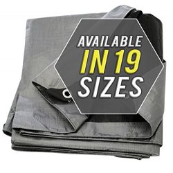 Tarp Cover 50X50 Silver/Black Heavy Duty Thick Material, Waterproof, Great for Tarpaulin Canopy  ...