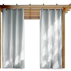 NICETOWN Greyish White Outdoor Curtain – Windproof Blind Grommet Room Darkening Water Resi ...