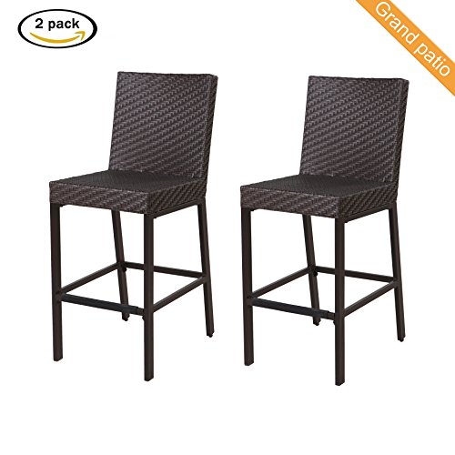 Grand patio 2 PCS Outdoor Wicker Bar Chairs, WeatherResistant Patio