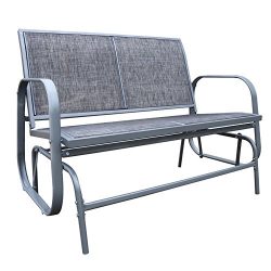 Le Papillon Outdoor Glider Bench 2 Person Loveseat Chair Patio Swing, Grey