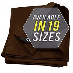 Tarp Cover Brown/Black Heavy Duty Thick Material, Waterproof, Great for Tarpaulin Canopy Tent, B ...