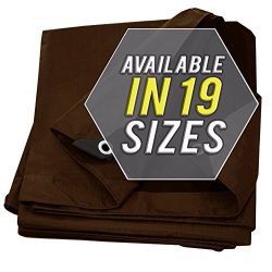 Tarp Cover Brown/Black Heavy Duty 20 Mill Thick Material, Waterproof 20’X20′ Great f ...