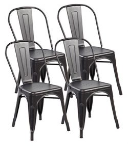 eurosports Vintage Design Strackable Metal Dinning Chairs with Back Tolix-Style for Indoor-Outdo ...