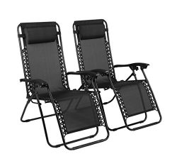 Naomi Home Zero Gravity Chairs Black/Set of 2