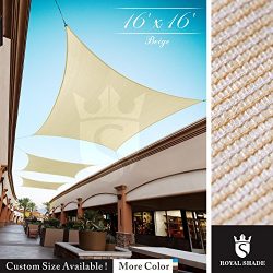Royal Shade 16′ x 16′ Beige Square Sun Shade Sail Canopy Outdoor Patio Fabric Shelte ...