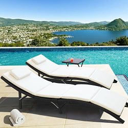 Homall 3 Pieces Outdoor Patio Chaise Lounge Chair Poolside Furniture Set Portable And Folding Wi ...