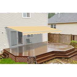 ALEKO AWM16X10IVORY29 Retractable Motorized Patio Awning 16 x 10 Feet Ivory