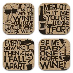 Funny Drunk Lyrics Wine Coasters – Gift Set of 4