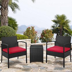 Palm Springs Outdoor 3-Piece Patio Rattan/Wicker Style Furniture Conversation Set – 2 Chai ...