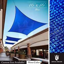 Royal Shade 16′ x 16′ Blue Square Sun Shade Sail Canopy Outdoor Patio Fabric Shelter ...