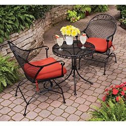 Clayton Court 3-Piece Motion Outdoor Bistro Set, Seats 2 – Best quality for a low price (Red)