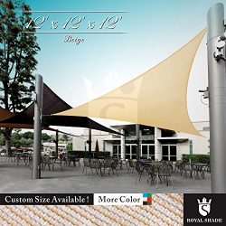 Royal Shade 12′ x 12′ x 12′ Beige Triangle Sun Shade Sail Canopy Outdoor Patio ...