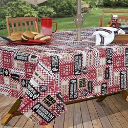 Everyday Luxuries by Newbridge Mesquite BBQ Flannel Backed Indoor Outdoor Vinyl Table Linens, 60 ...