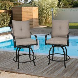 Iwicker 2 Piece Outdoor Swivel Bistro Bar Stool