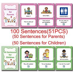 Richardy 51Pcs/Set English 100 Sentences Daily Conversation Kids English Flash Cards Pocket Card ...