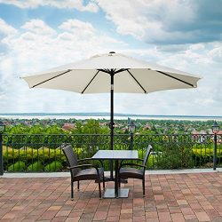 UMARDOO Patio Umbrella, Uhinoos 9 Ft Durable Alloy and Ribs outdoor table umbrella with Push But ...