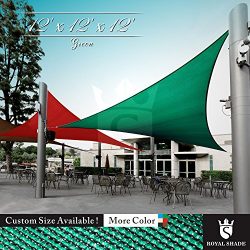 Royal Shade 12′ x 12′ x 12′ Green Triangle Sun Shade Sail Canopy Outdoor Patio ...