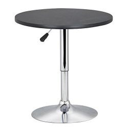 World Pride Black Round Pub Table Outdoor/Indoor Swivel Pedestal Table Adjustable 24~35 Inch