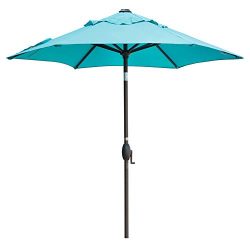 Abba Patio Outdoor Umbrella 7-1/2 ft. Table Umbrella with Push Button Tilt and Crank Lift, Turquoise