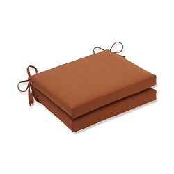 Pillow Perfect Indoor/Outdoor Cinnabar Squared Seat Cushion, Burnt Orange, Set of 2