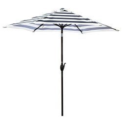 Abba Patio 9-Feet Round Market Table Umbrella with Push Button Tilt and Crank Lift, Black Striped