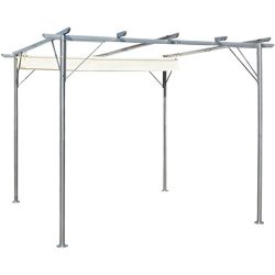 vidaXL 9.8’x9.8′ Gazebo Garden Pergola Patio Canopy Shade Roof Retractable Cream White