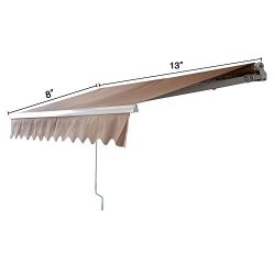 MCombo 10×8 12×10 Ft Manual Retractable Patio Deck Awning Sunshade Shelter Outdoor Can ...