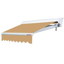 ADVANING EA1008-A100H2 Electric Luxury L Series Canopy Sun Shade Retractable Patio Awning, Khaki