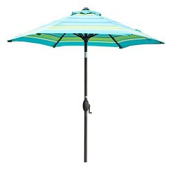 Abba Patio Outdoor Umbrella 7-1/2 ft. Table Umbrella with Push Button Tilt and Crank Lift, Turqu ...