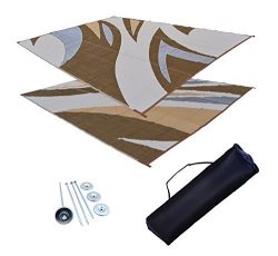 RV Patio Mat Awning Mat Trailer RV Rug Brown Kit 9×18