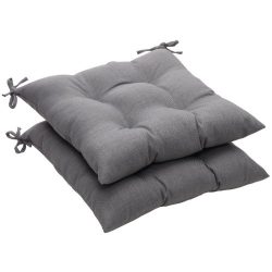 Pillow Perfect Indoor/Outdoor Gray Textured Solid Tufted Seat Cushion, 2-Pack