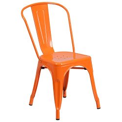 Flash Furniture Orange Metal Indoor-Outdoor Stackable Chair