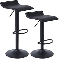 SUPERJARE Adjustable Bar Stools, Swivel Barstool Chairs for Bar, Shop, Kitchen, Set of 2, Black