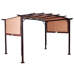 TANGKULA 12′ x 9′ Pergola Gazebo Canopy Outdoor Patio Garden Steel Frame Sun Shelter ...