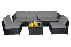 MCombo 7PC Outdoor Rattan Wicker Sofa Couch Patio Furniture Chair Garden Sectional Set With Cush ...