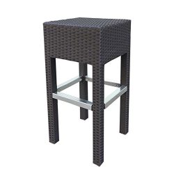 Abba Patio Outdoor Wicker Barstool Patio Furniture Bar Stool, 14.2”L x 14.2”W x 30.3 ...